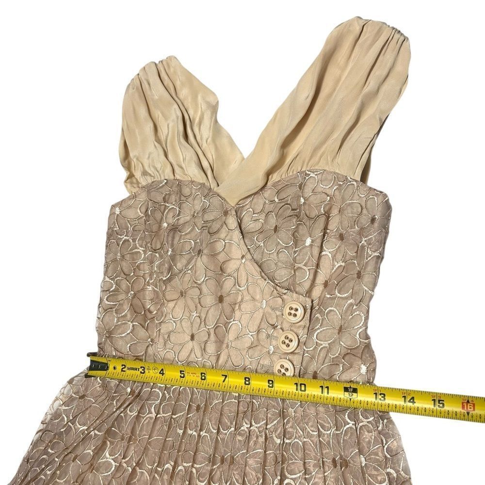 Anthropology Frock! By Tracy Reese Nude Gold Floral Fit and Flare Mini dress - Picture 10 of 11